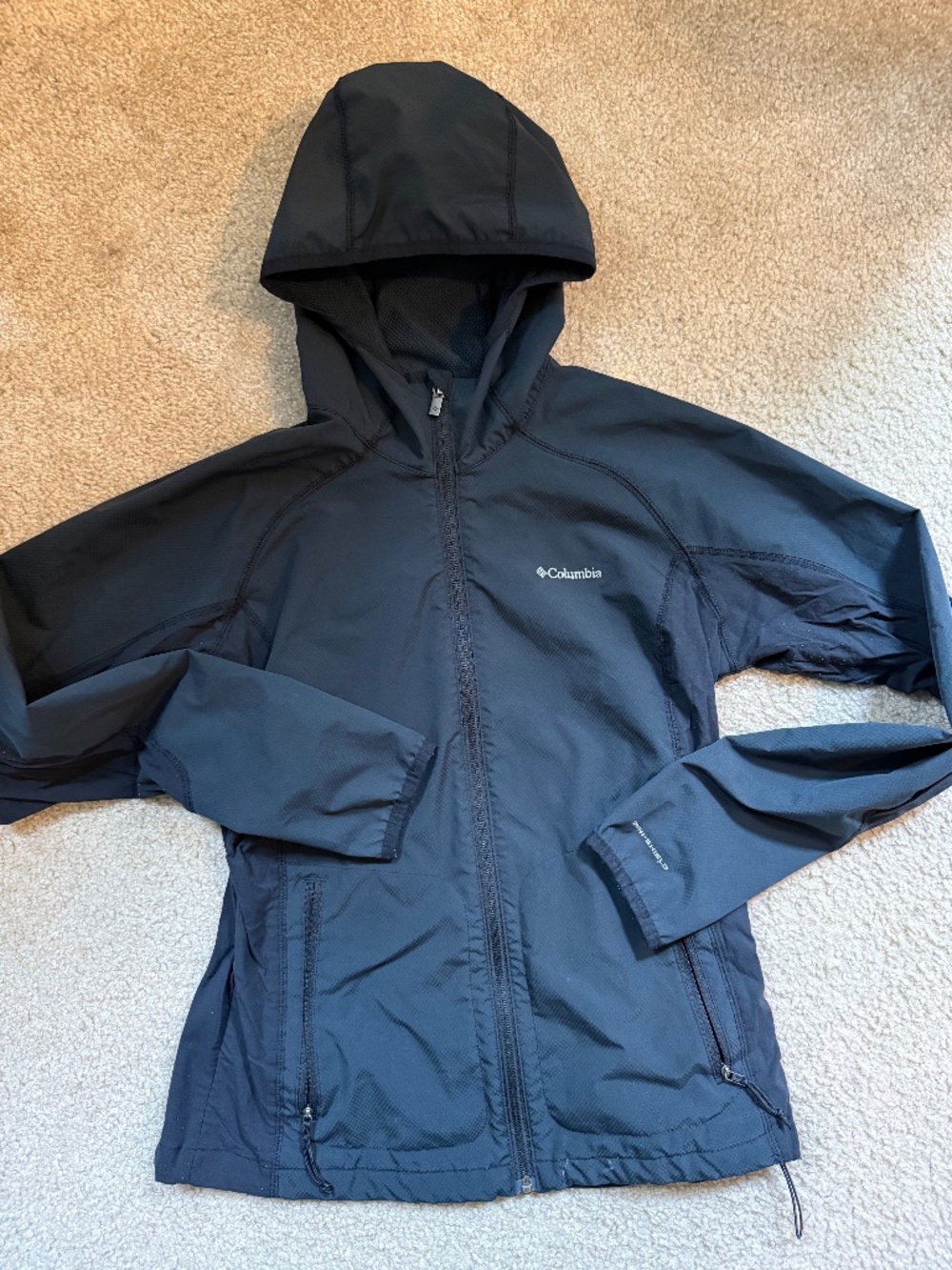 Columbia Omni Shield Zip Up Hooded Jacket Sz M Black Lightweight